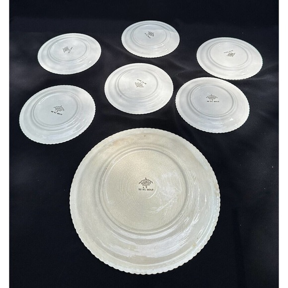 Vintage Harker Pottery Co. gold trimmed 22 kt Scallop edge Dessert Plates S37 - Picture 7 of 11
